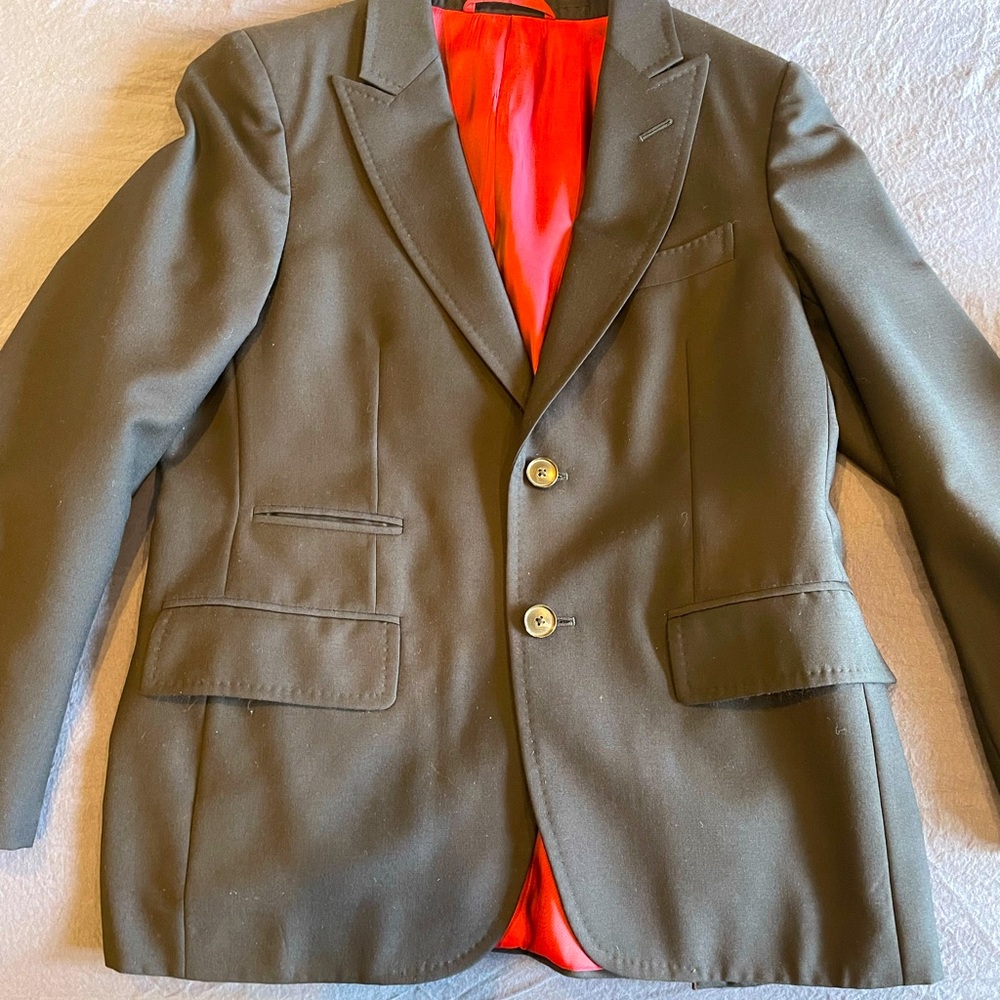 Bespoke boys navy wool suit with Ariston luxury cloth